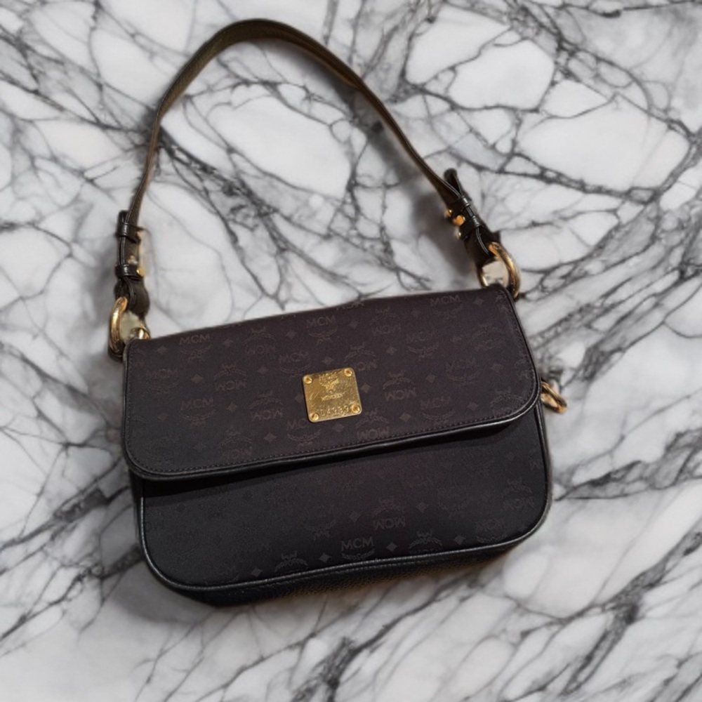 MCM black monogram shoulder bag